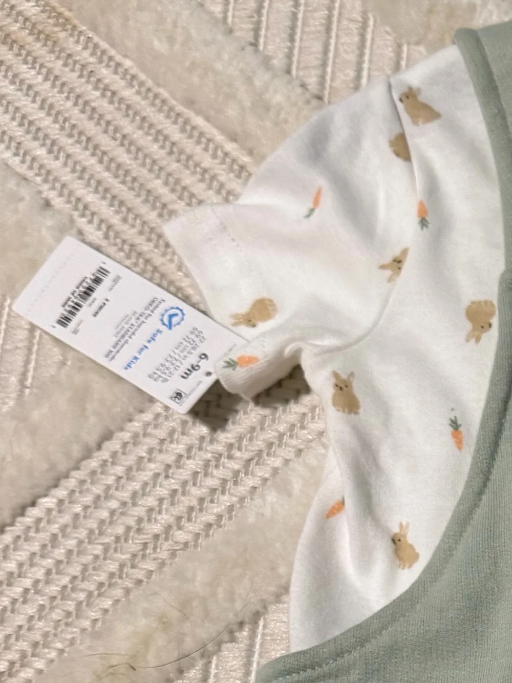 Carter's Sage Green Baby Overalls with Bunny Pocket